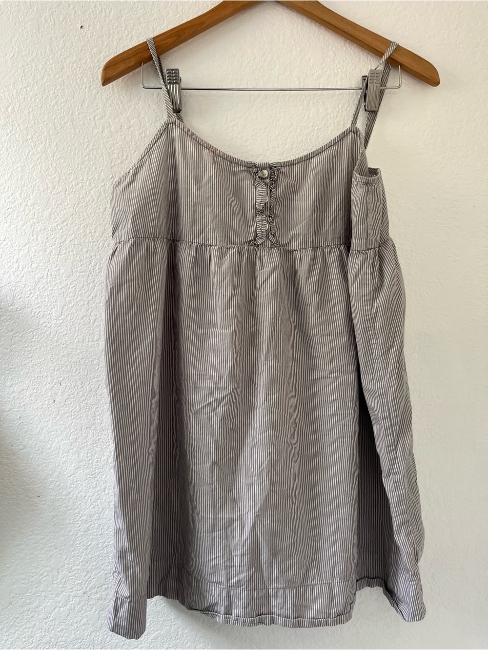 J. Crew Gray & White Pinstripe Sleeveless Cotton Top